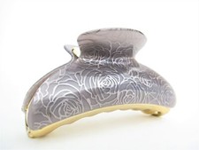 Gray rose iridescent colorful glitter sparkle hair claw clip for thick hair