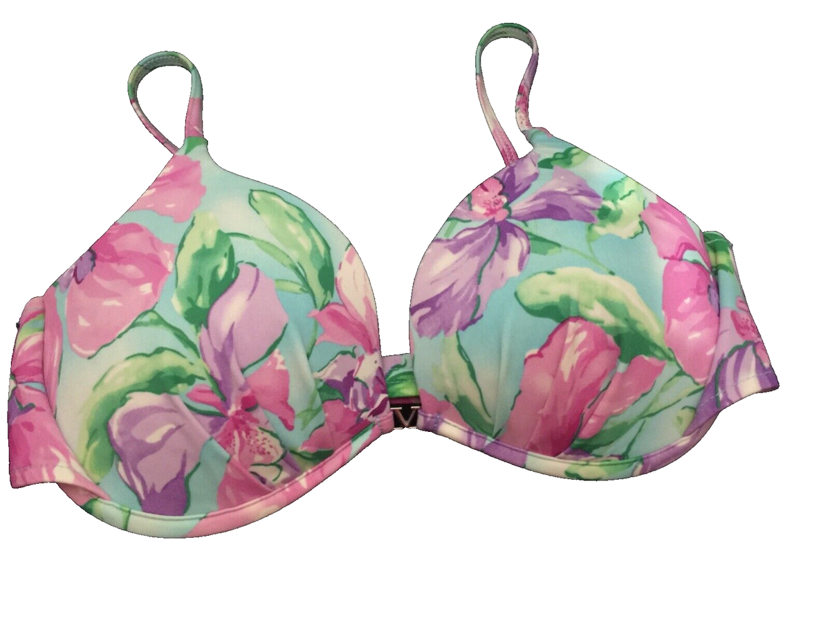 Haut De Bikini Venus Taille 34A/32B - Motif Fleuri Rouge Blanc Bleu - Bande Réglable
