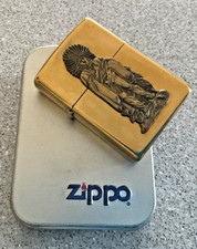 Genuine Brand New 1996 ZIPPO Lighter Rare INDIAN BARE FOOT TRADER 30 Years Old