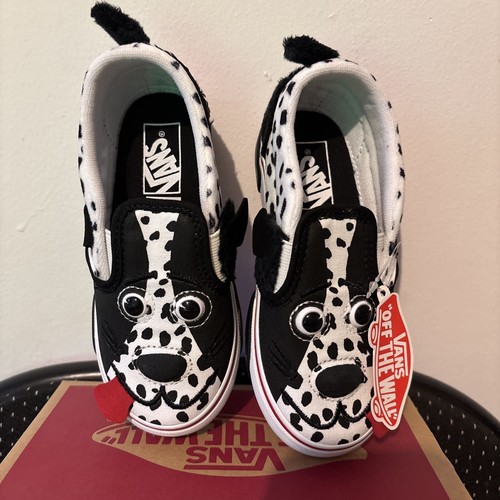 Vans Dog Slip-On Toddlers Size 9 Black White Dalmatian Infant Shoes NWB - 第 3/5 張圖片