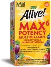 Nature's Way Alive! Max6 Potency Multivitamin, Whole Body Nutrition, High Potenc