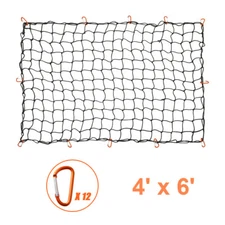 Bungee Cargo Net Stretch 4'x6' to 8'x12' for Trailer Pickup Truck Rooftop Black