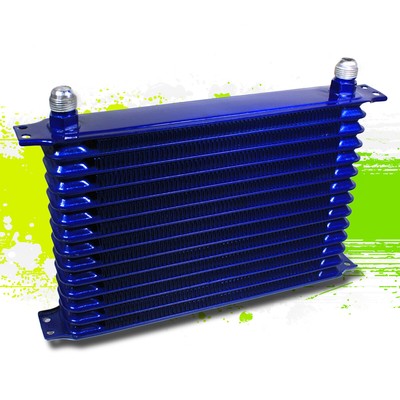 UNIVERSAL 14-ROW 10AN ALUMINUM ENGINE/TRANSMIS SION/DIFFERENTIAL OIL COOLER BLUE