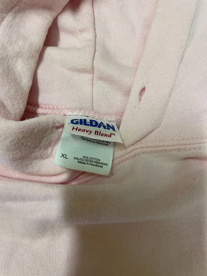 Винтажная толстовка с капюшоном 2000-х годов Y2K против рака молочной железы Cheer For Cure Gildan тяжелая розовая размер XL - Изображение 2 из 4