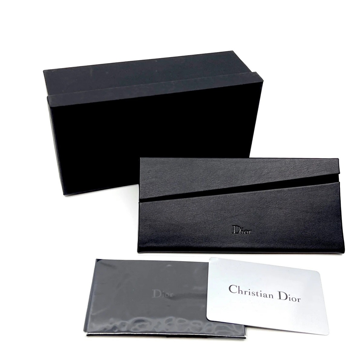 NEW DIOR MEDIUM BLACK HARD SUNGLASSES CASE WITH CLOTH NEW DIOR MEDIUM BLACK HARD SUNGLASSES CASE WITH CLOTH