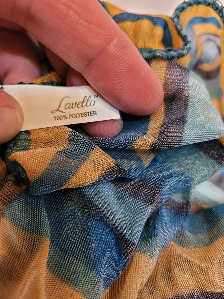 Bufanda infinita a rayas Lavello, verde/oro/verde azulado Foto 2 de 4