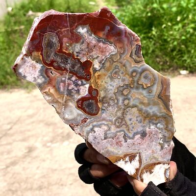 1.19LB Natural Crazy Banded Lace Agate Crystal Polished Slice Mexican Healing