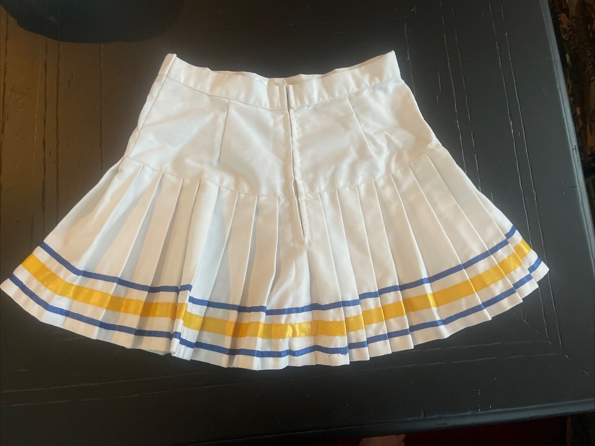VTG 80's A Mary Mac Original White Cheerleader Skirt~Blue/Gold