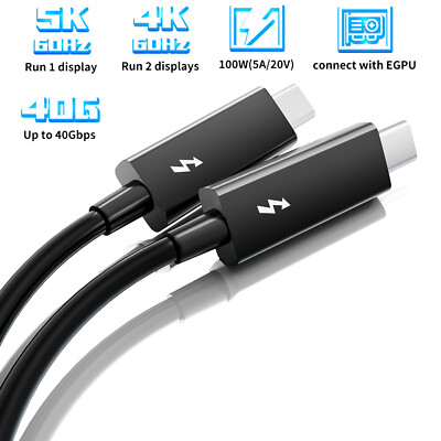 Active Thunderbolt 3 Cable 2M 6ft 40Gbps 5K 100W PD Charging for Apple Macbook 