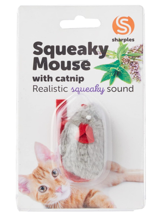 Mouse and Squeak Toy with Catnip Realistic Squeak Sound Sounding Mouse Cat Toy