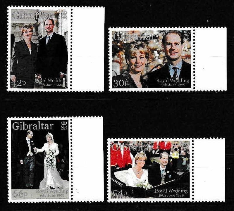 Gibraltar 1999 Royal Wedding 2 Sets SC 815-816 and SC 820-821 MNH Mint/Never H