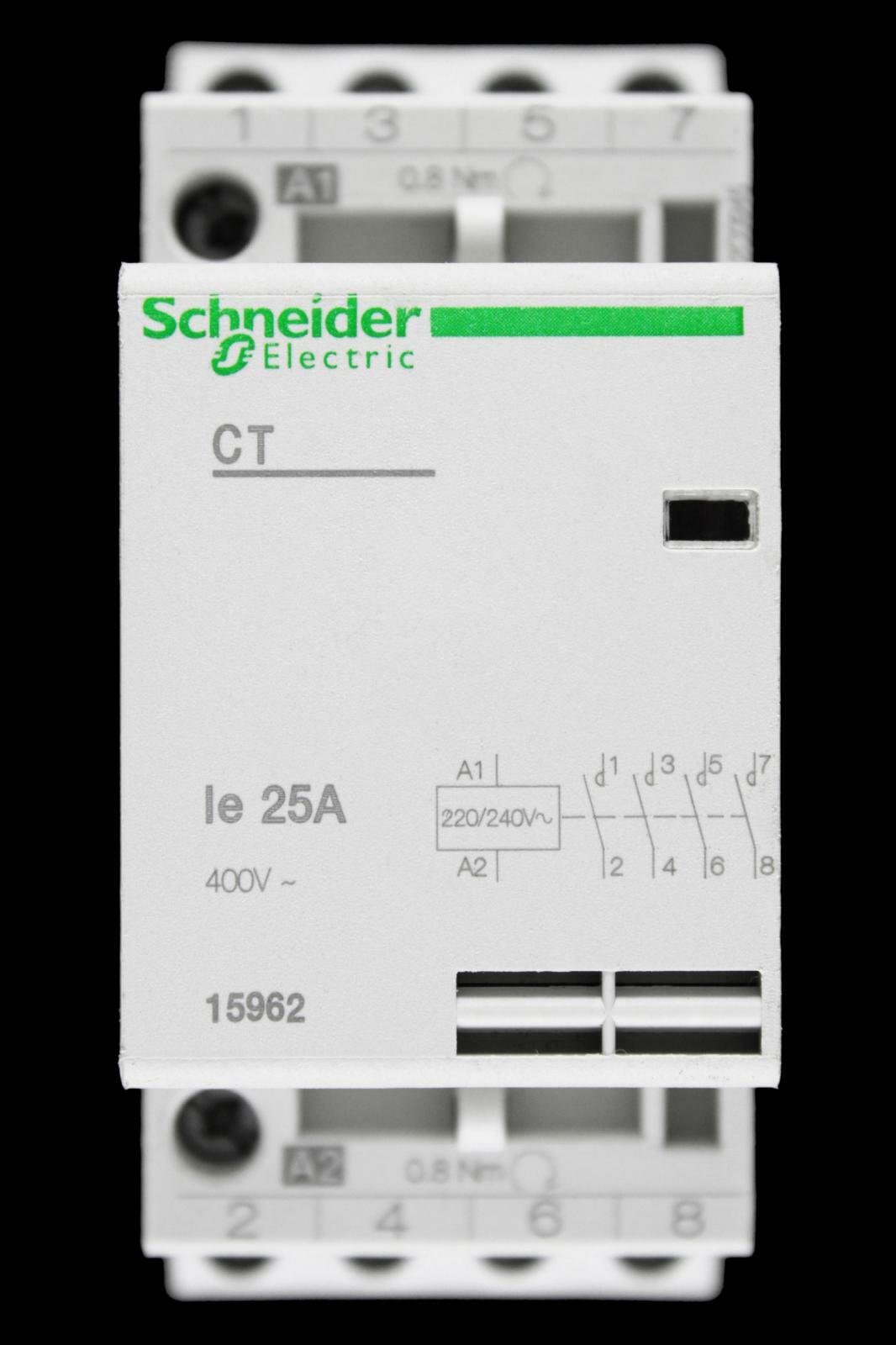 SCHNEIDER 25 AMP FOUR POLE NO CONTACTOR 220/240V COIL 15962