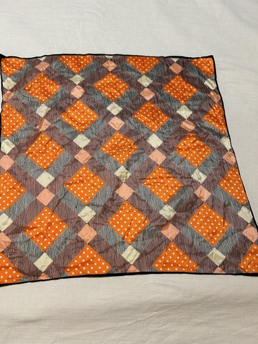 Glentex vintage Scarf nylon made in Japan 23” Orange Geometric Mod 1960s Cool
