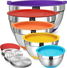 Umite Chef Mixing Bowls with Airtight Lids Set, 8PCS Stainless Steel Nesting Bow