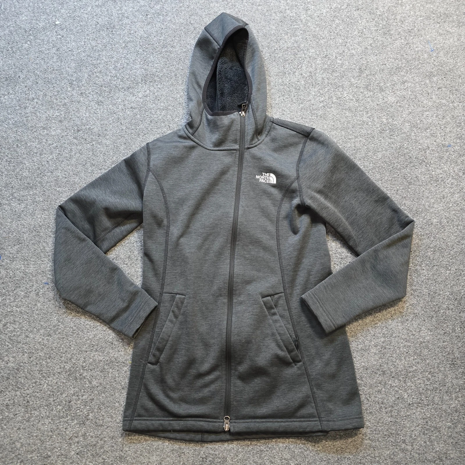 North Face Jacket Womens Size Small Gray Hardlee Raschel Fleece Lined Hoodie