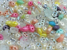 Twin 2 Hole Czech Glass Seed Beads Size 2.5 x 5 mm " MIXTURE COLOR 35 " 50 gm