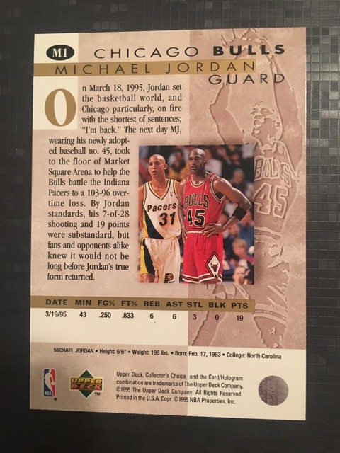 Michael Jordan He s Back 5 Card Set 1995 1996 Upper Deck EBay