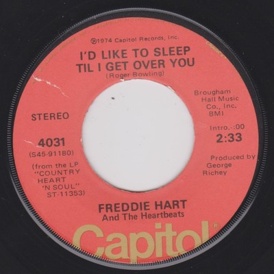 FREDDIE HART {70s Country} I'd Like To Sleep Til I Get Over You /Nothing's  HEAR