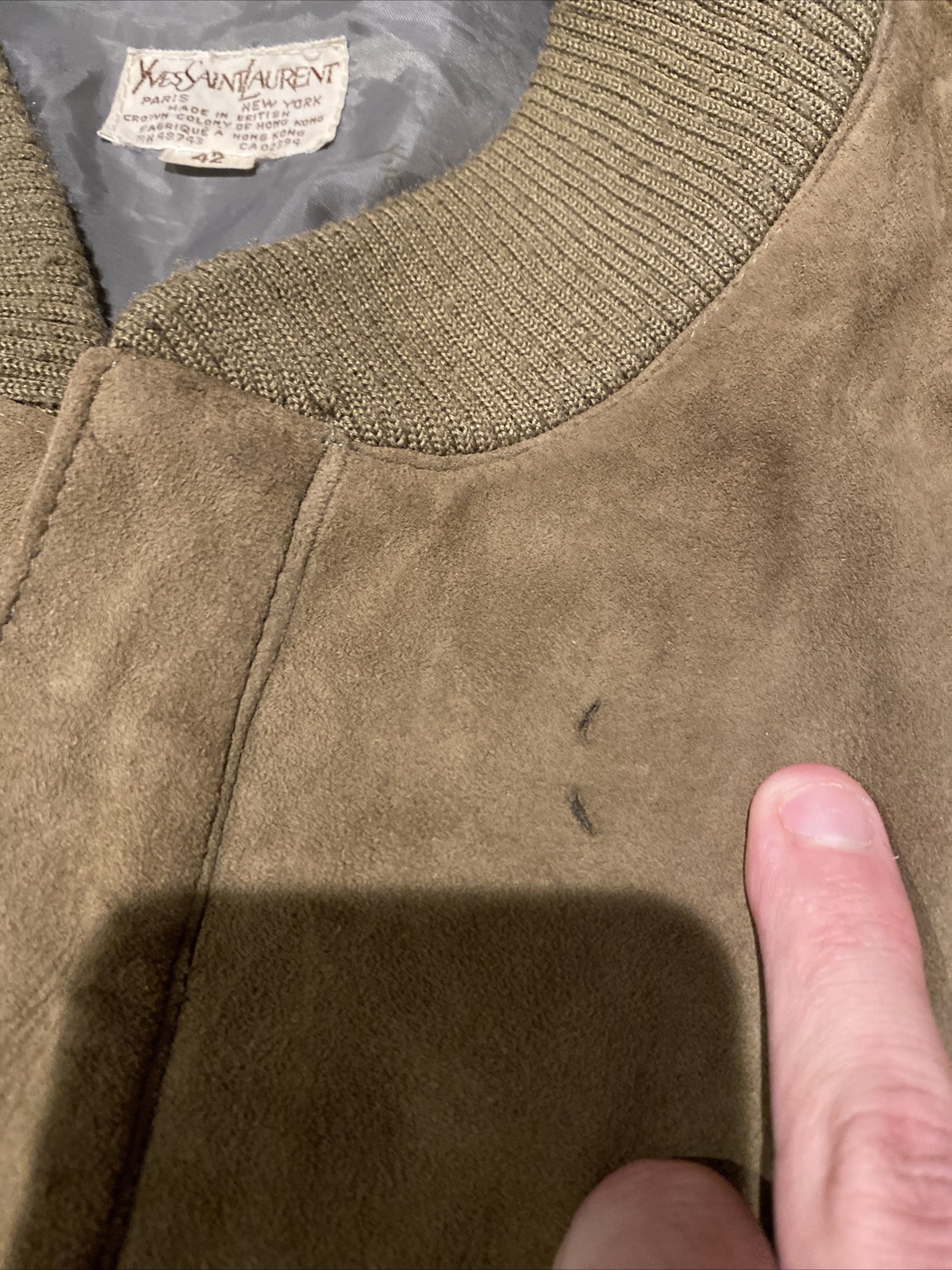 GIACCA VINTAGE YVES SAINT LAURENT DA UOMO MARRONE PELLE SCAMOSCIATA 42 GIACCA VINTAGE ANNI '70