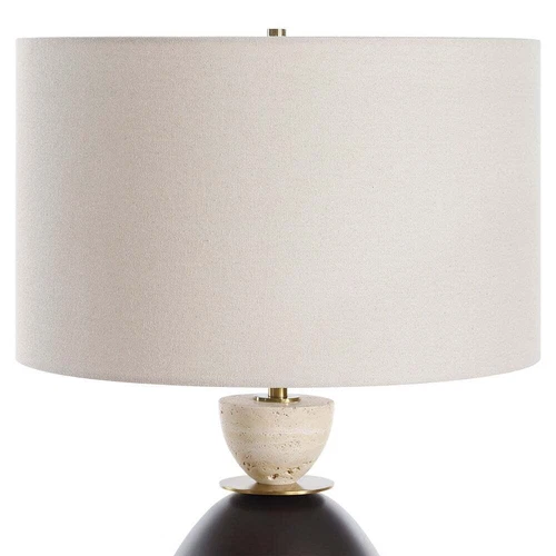 NEW PROCIDA TABLE LAMP CRAFTED FROM IRON & TRAVERTINE STONE UTTERMOST 30468 - Picture 4 of 6