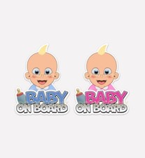 Baby On Board Sticker Set - Made In The Usa Child Sticker Decals - 2 Pack
