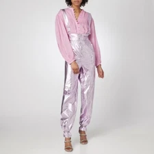 Isabel Marant NWT Pantalon Gilekla Metallic Lilac Overalls High-Waist Pants