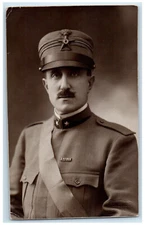 Italy RPPC Photo Postcard Military Official Soldier 1918 WW1 Antique Posted
