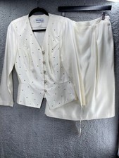 Vintage 90s KAREN MILLER NEW YORK Womens Size 11 12 Blazer Jacket Skirt Set