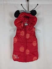 Minnie Mouse Puffer Vest Red Polka Dot Hooded Ears Disney Junior Girls Baby 12M