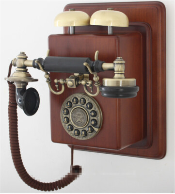 1912 wood metal wall hanging retro Antique phone Vintage corded