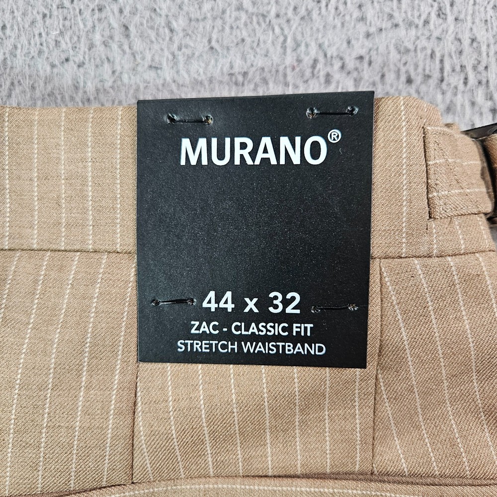 $99 NWT Murano Big Man Dress Pants Men 44x32 Zac Pleated Brown Pinstriped
