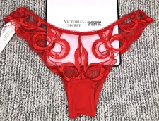 Victoria's Secret Dream Angels NWT Medium Red Embroider Strappy Brazilian Panty