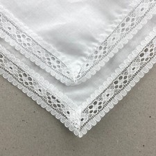 Weißes Taschentuch mit Spitze für Hochzeit Kommunion Taufe Baumwolle