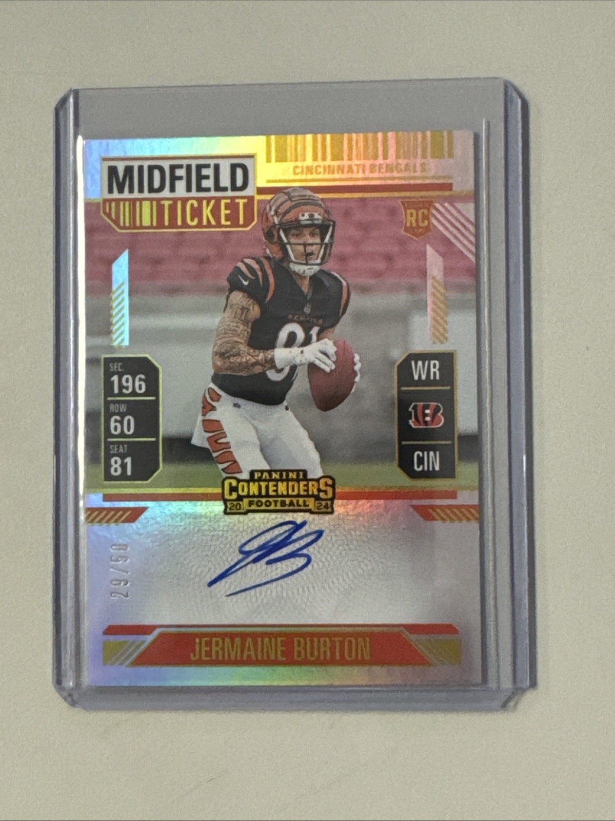 2024 Panini Contenders Jermaine Burton Midfield Ticket Auto /50