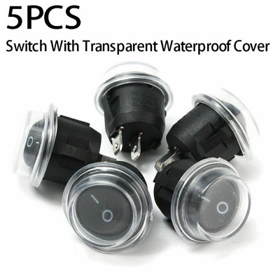 for TOGGLE Switch Snap-in Waterproof Cover 12V 5pcs/Set Black Boat Button Car