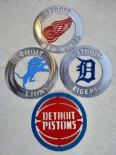 Detroit MI Pro Teams Metal Art 16 Gauge Steel Plasma Cut 16x16” Round Set Of 4