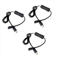 3 Pcs USB C Extension Cable with On/Off Switch Perfect for Compact, Black