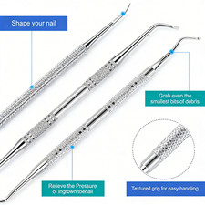 3 Pcs Ingrown Toenail Tool Set Pedicure Lifter Cleaner and Nail File