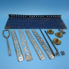 Vintage Gilbert Erector Set Parts Base Plate Pulleys Girders Screwdriver 1950s