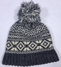 Vintage Wigwam Gray White Wigwam 100 Acrylic Beanie With Pom Pom Ski Winter