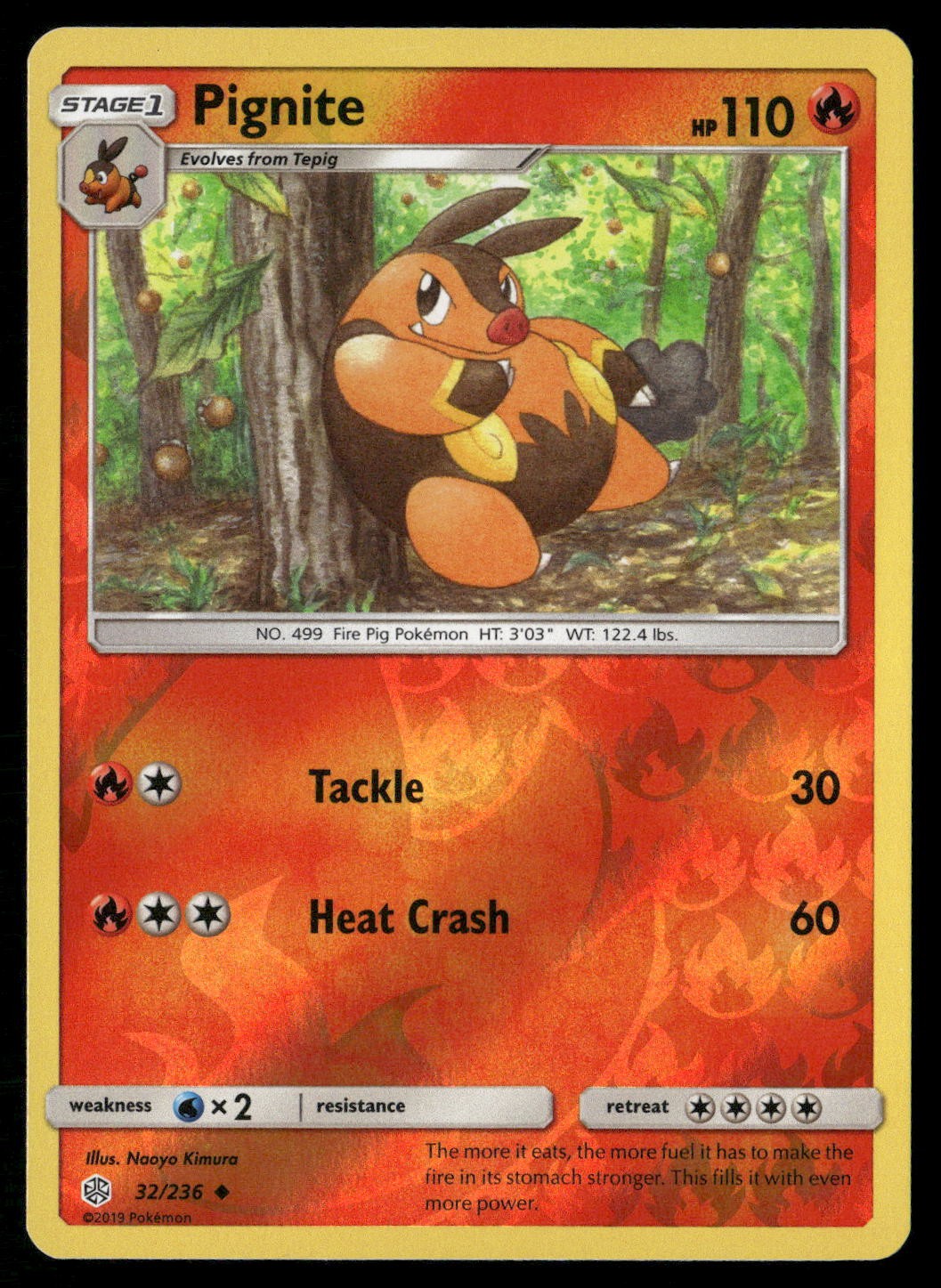 Pignite 32/236 Uncommon Cosmic Eclipse Pokemon Reverse Holo NM/M