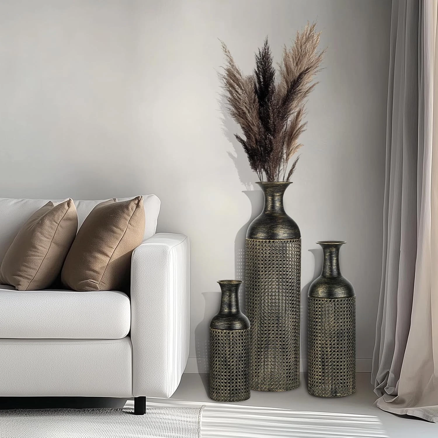 Extra Large Metal Floor Vases for Pampas Grass - Modern Tall Decor 27
Opens in a new window or tab