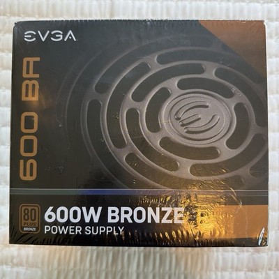 New Sealed EVGA 600 BR 600W 80 Plus Bronze Power Supply (100-BR-0600-K1)