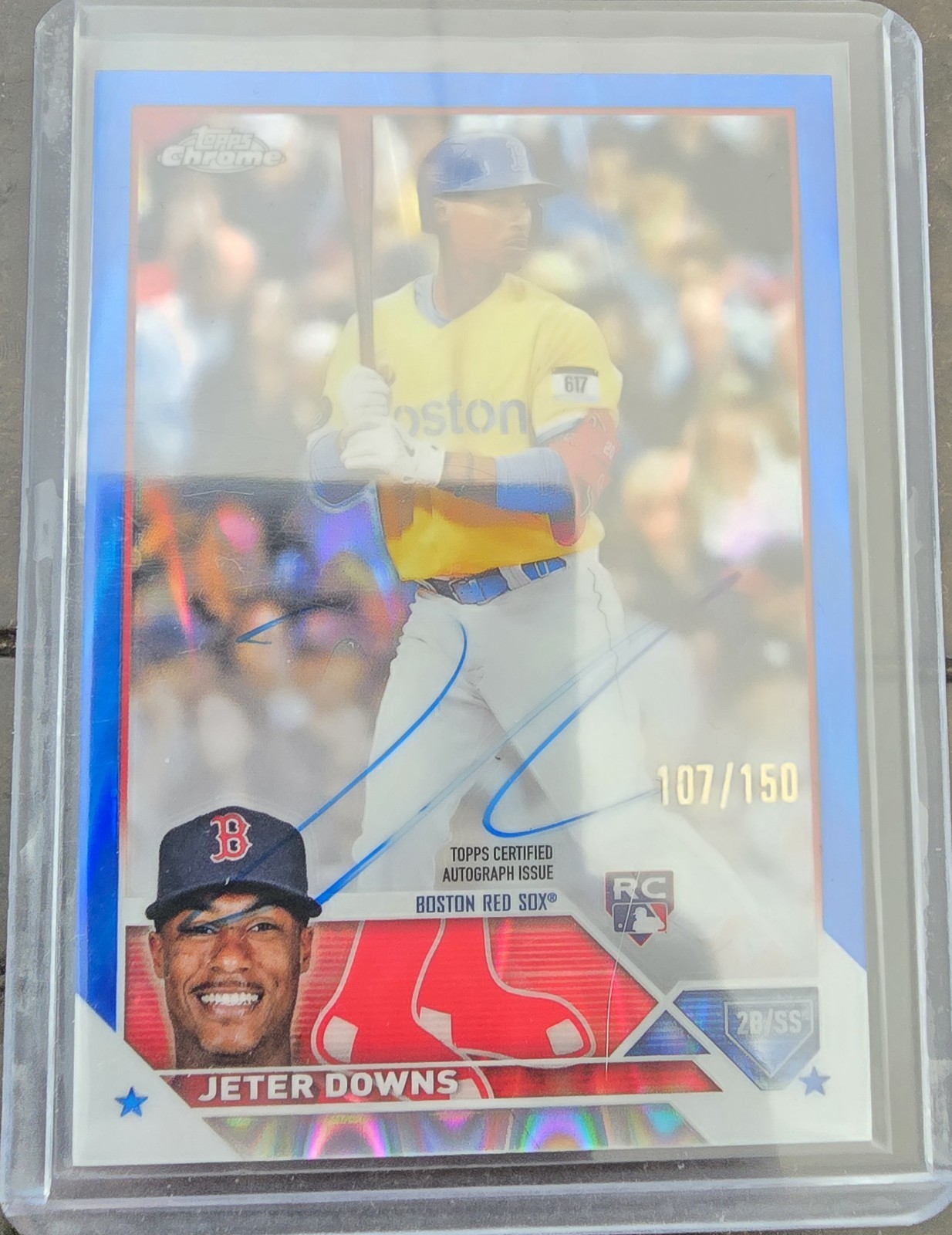 2023 Topps Chrome-Rookie Autographs Jeter Downs #RA-JDO Blue Refractor /150 (RC)
