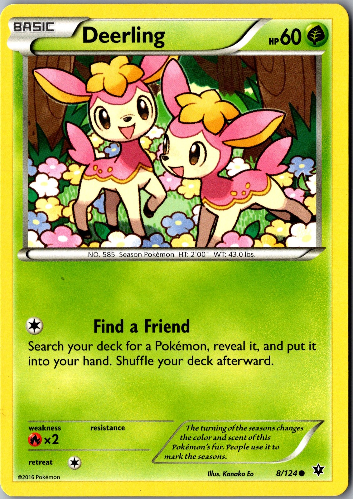 Deerling 8/124 Common Fates Collide Lightly Played Pokemon Card TCG Single