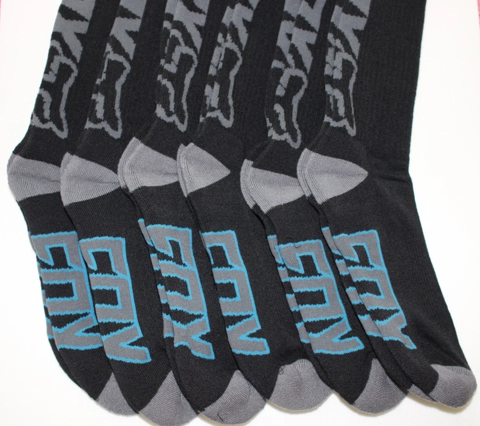 Paquete de 6 calcetines básicos Fox Racing Core para hombre L/XL negros/gris jaspeado/verde azulado Foto 2 de 4