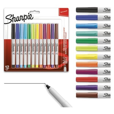 Sharpie Permanent Markers, Portrait Colors, Fine Point, Assorted, 12 ct