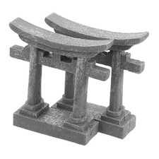 2Pcs Resin Miniature Japanese Torii Gate Bonsai Decorative Accessories Grey