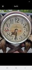 Palm Tree Metal Analog Desk Clock, Round Arabic Numerals, Brown/Gold/Silver — photo 2
