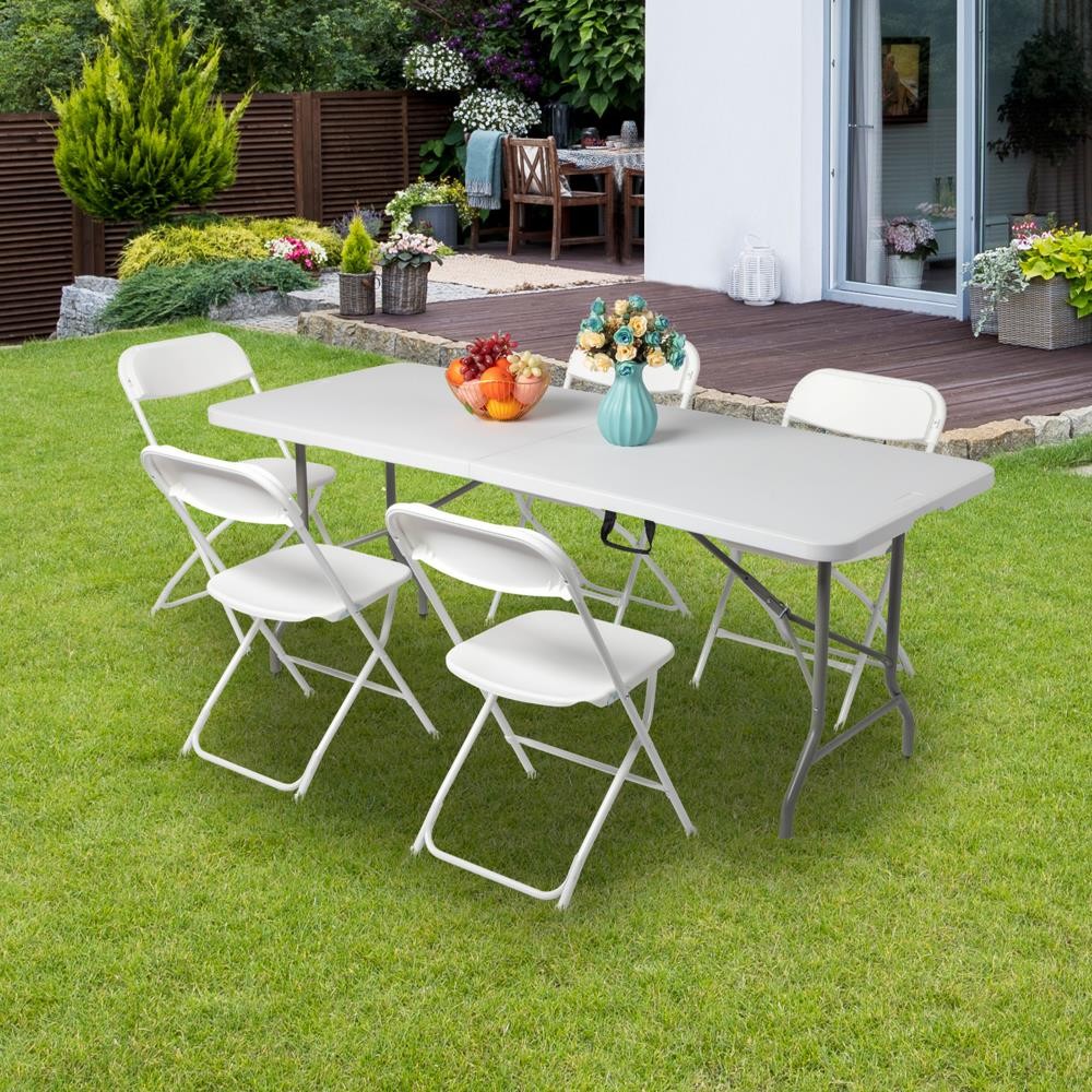 11 PCS Plastic Table Chairs Camping Garden Dining Wedding Party Event Furniture